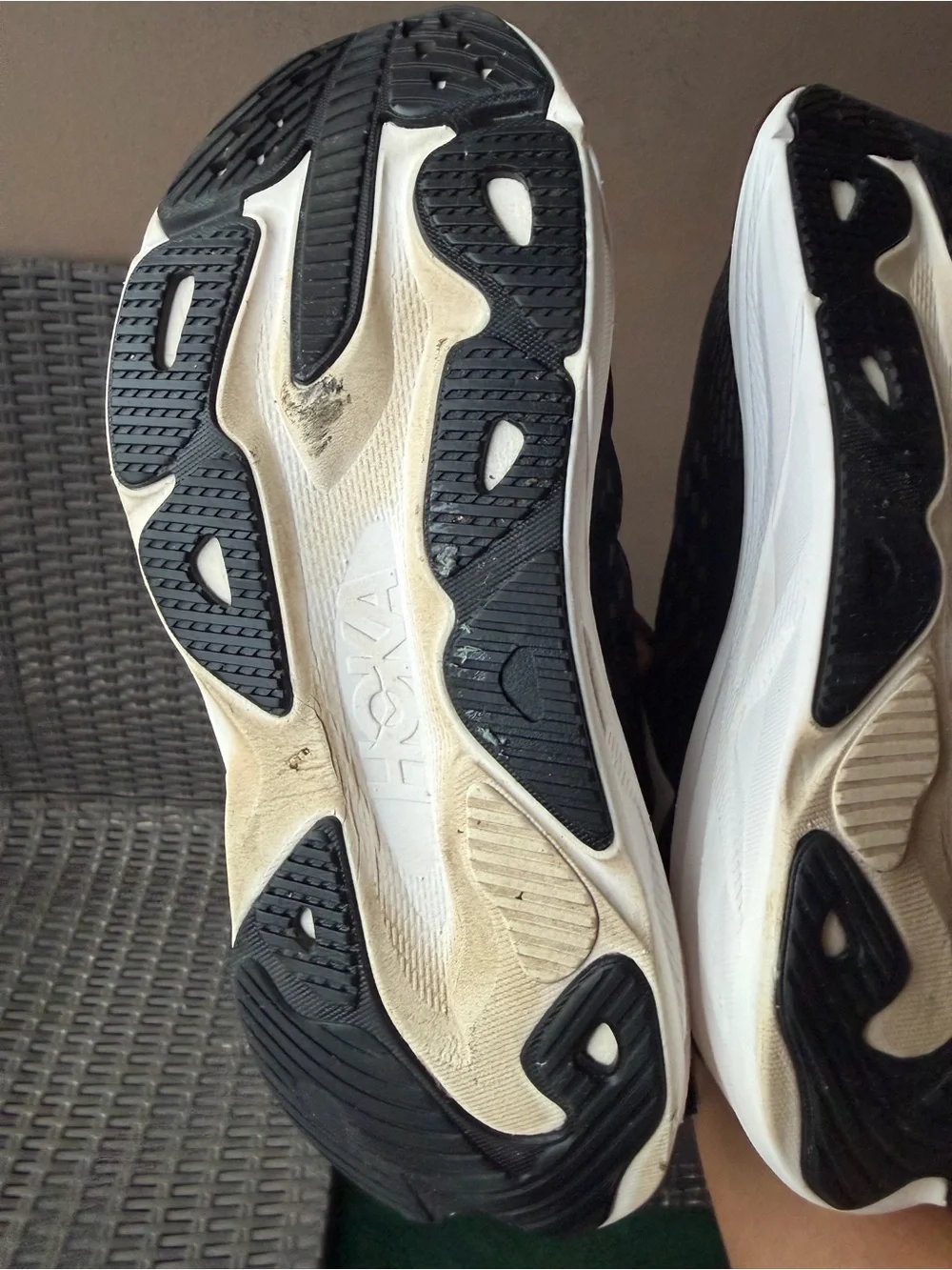 Hoka Mens Black & White Running Shoes